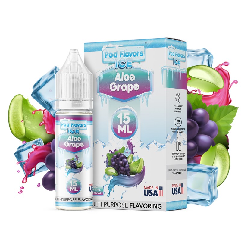 Pod Flavors MultiPurpose Flavoring 15mL Aloe Grape Ice, pod juice